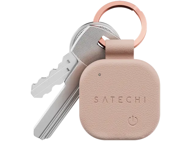 Bluetooth Tracker Satechi Vegan-Leather FindAll Keychain, Apple Find My, Desert Rose - ST-LKCFR, 3 image