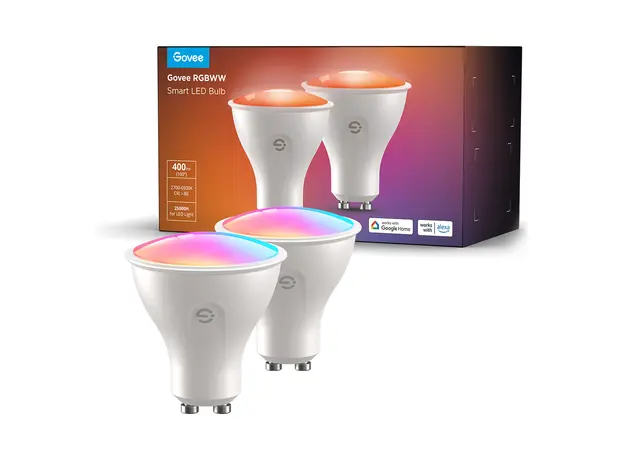 Smart Bulb Govee H600D (B600D3C1) RGBWW Smart LED Bulb GU10, 400lm, Wi-Fi/Bluetooth, 2 pcs, White
