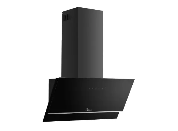 Cooker Hood Midea MH90AN1005GB, 90 cm, Angled, 800 m³/h, Touch and Gesture Control, LED, Black Glass, 2 image