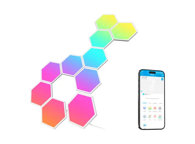 Lighting Govee Glide Hexa Light Panels H6061, 10 Panels, RGBIC, Wi-Fi/Bluetooth, B6061301, 2 image