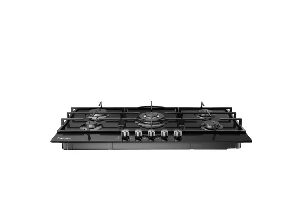 Gas Hob Midea MG9060TGB, 86 cm, 5 Burners, WOK, Glass, Black, 4 image