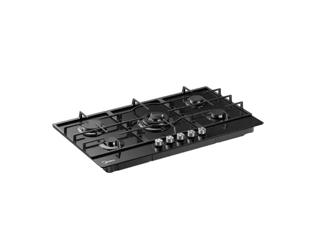 Gas Hob Midea MG9060TGB, 86 cm, 5 Burners, WOK, Glass, Black, 5 image