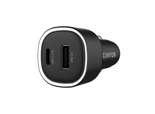 Car Charger CANYON OnDrive 85 CNE-CCABR8AC, USB-C PD 65W + USB-A QC 18W, Black, 2 image