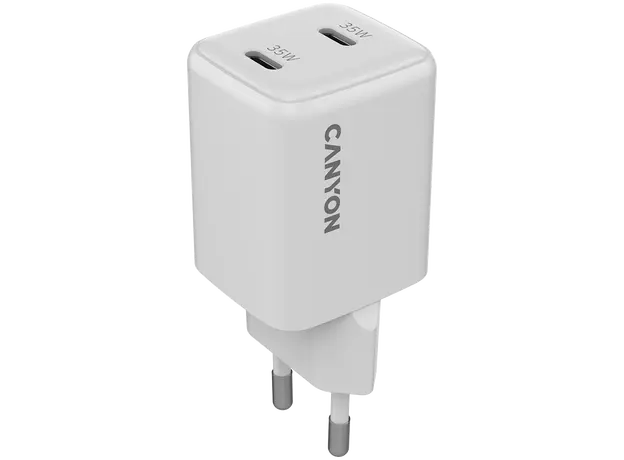 Wall Charger CANYON CU35CC CNS-CUW35CC, GaN 35W, 2x USB-C PD, EU, White