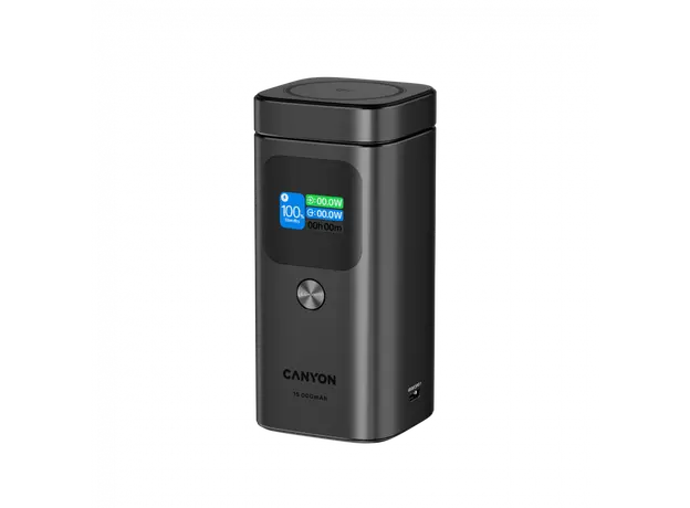 Power Bank CANYON OnPower 150 CNS-CPB150DG, 15000mAh, Qi2 Magnetic 15W, 2x USB-C 100W PD, Aluminium, Dark Grey, 2 image