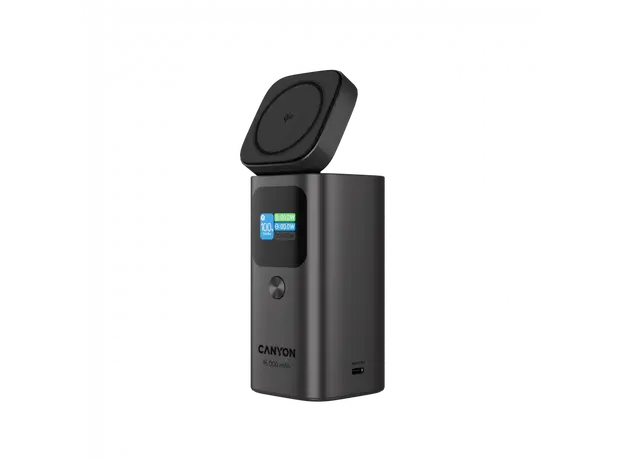 Power Bank CANYON OnPower 150 CNS-CPB150DG, 15000mAh, Qi2 Magnetic 15W, 2x USB-C 100W PD, Aluminium, Dark Grey, 4 image