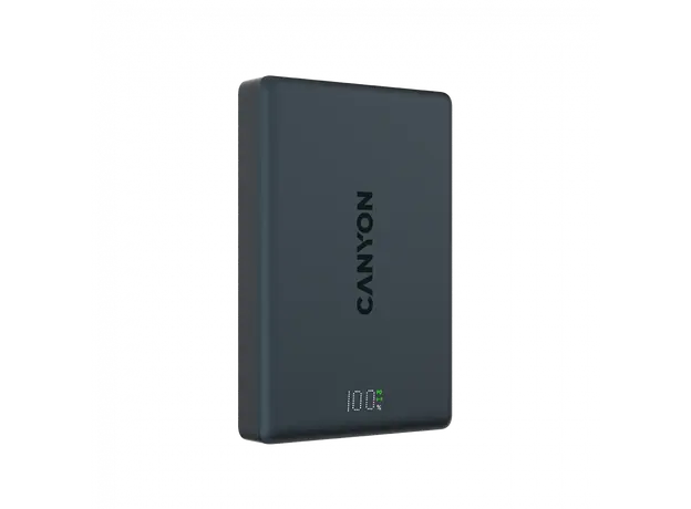 Power Bank CANYON OnPower 511 CNS-CPB511B, 10000mAh, Magnetic Wireless 10W, USB-C PD 20W, Aluminium, Interstellar Black
