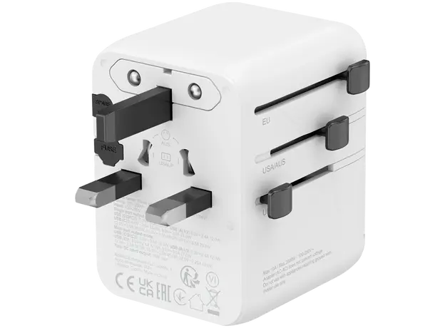 Travel Adapter CANYON OnTour 70 CNS-TA70W1006W, EU/UK/US/AUS, 70W GaN, 3x USB-C, 2x USB-A, White, 2 image