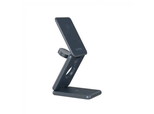 Wireless Charger Canyon OnCharge 309 3in1 Foldable Magnetic Wireless Charger 15W, Metal, Dark Gray CNS-WCS309M, 3 image