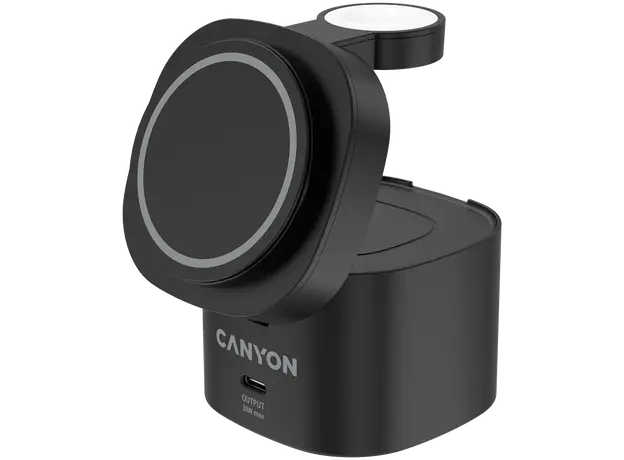 Wireless Charger Canyon OnCharge 405 CNS-WCS405B 4in1, Qi2 15W, USB-C 30W, with 65W Adapter, Black, 2 image