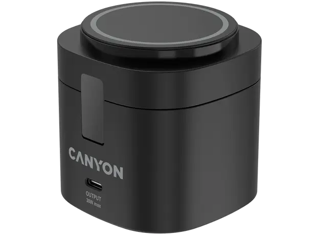 Wireless Charger Canyon OnCharge 405 CNS-WCS405B 4in1, Qi2 15W, USB-C 30W, with 65W Adapter, Black