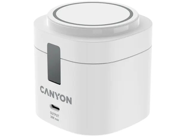 Wireless Charger Canyon OnCharge 405 CNS-WCS405W 4in1, Qi2 15W, USB-C 30W, with 65W Adapter, White