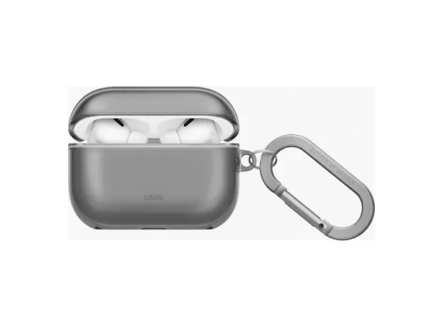 AirPods Pro 3 Case Uniq Glase UNIQ-AIRPODSPRO3-GLSGSMK Hang Case, with Carabiner, Glossy Smoke, 3 image