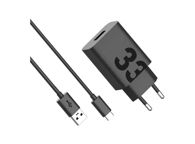 Charger Motorola TurboPower 33W, USB-A, with USB-A to USB-C Cable 1 m, Black, 4 image