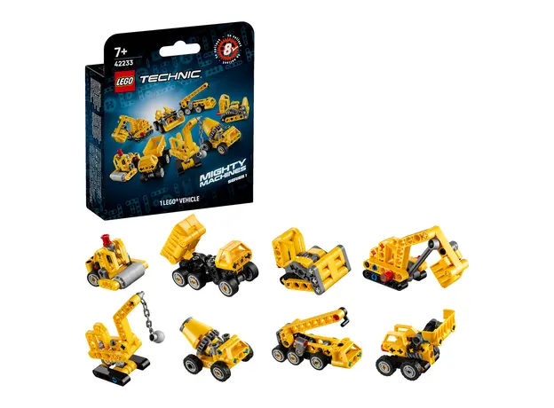 LEGO Technic 42233 Mighty Machines, Mystery Box (1 of 8 vehicles), 44 pieces, 7+