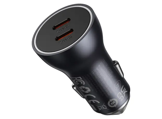 Car Charger Baseus Golden Contactor Max Dual Fast Charge Car Charger C+C 60W CGJM000213 Dark Grey, 3 image