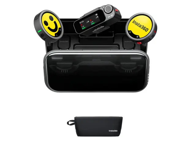 Microphone Insta360 Mic Pro (2 TX + 1 RX + Charging Case), Wireless, 32-bit float, E-ink Display