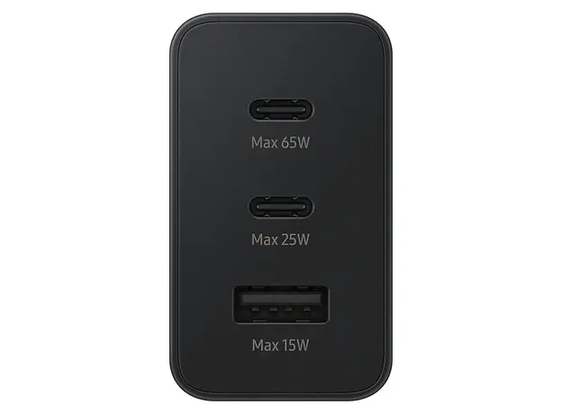 Mobile Charger Samsung 65W Power Adapter Trio EP-T6530NBEGEU, 2x USB-C, USB-A, Super Fast Charging 2.0, Black, 4 image