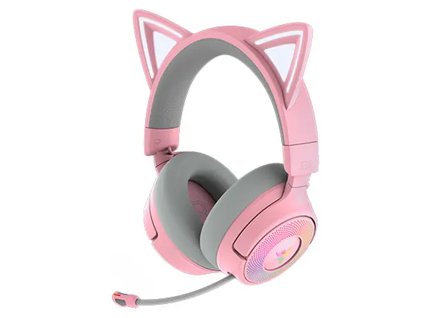 Headset Razer Kraken Kitty V3 Pro RZ04-05170200-R3M1, Wireless 2.4GHz/Bluetooth/USB, Chroma RGB, Quartz