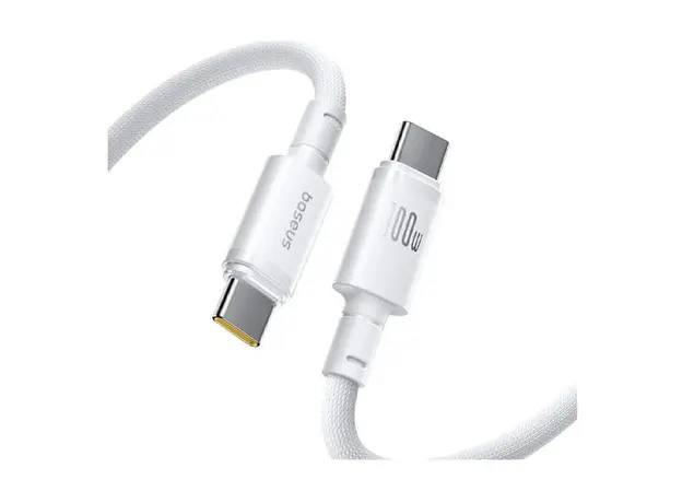 USB Cable Baseus New Braided Fast Charging Cable USB-C to USB-C 100W 1m E0426V01, Moon White, 2 image