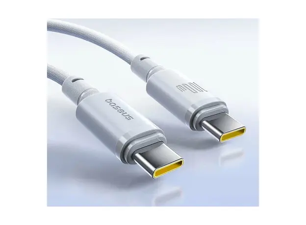 USB Cable Baseus New Braided Fast Charging Cable USB-C to USB-C 100W 1m E0426V01, Moon White, 3 image