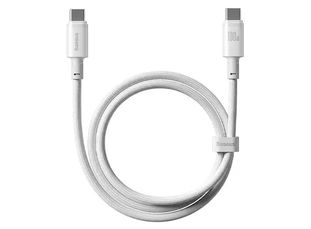 USB Cable Baseus New Braided Fast Charging Cable USB-C to USB-C 100W 1m E0426V01, Moon White