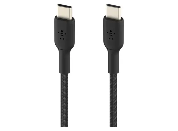 USB Cable Belkin BoostCharge Braided USB-C to USB-C Cable 60W, 1m, Black CAB004bt1MBK, 3 image