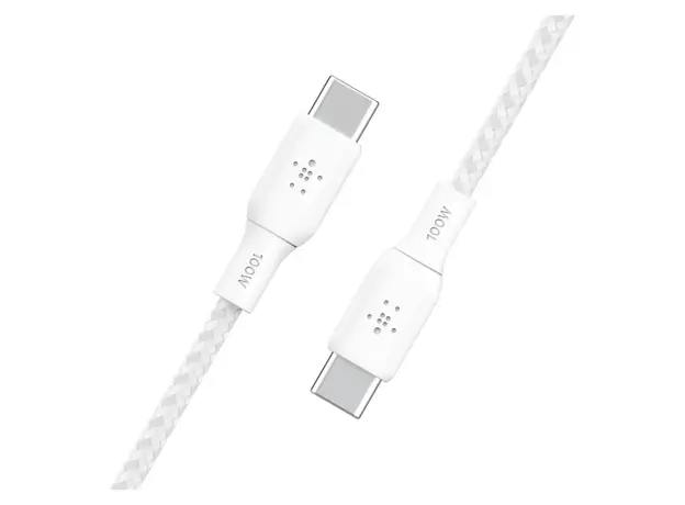 USB Cable Belkin BoostCharge USB-C to USB-C Braided Cable 100W 2M CAB014bt2MWH, White, 4 image