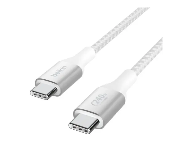 USB Cable Belkin CAB015bt1MWH BoostCharge USB-C to USB-C Braided Cable 240W, 1m, White, 2 image