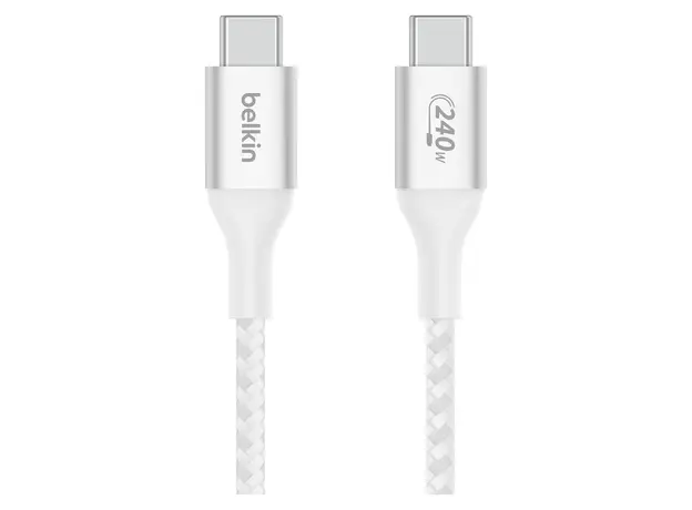 USB Cable Belkin CAB015bt1MWH BoostCharge USB-C to USB-C Braided Cable 240W, 1m, White, 3 image