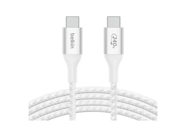 USB Cable Belkin CAB015bt1MWH BoostCharge USB-C to USB-C Braided Cable 240W, 1m, White, 5 image