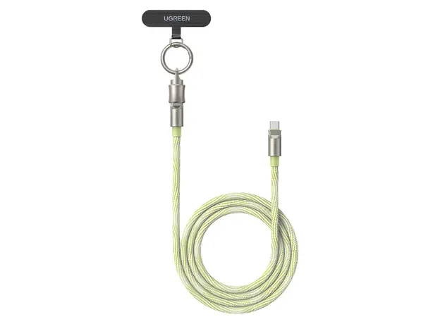 USB Cable UGREEN L508 (35500), 60W, Type-C To Type-C PD Fast Charging Lanyard Cable, 1.2m, Green