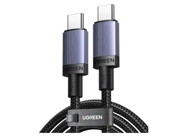 USB Cable UGREEN L528 (65833), 100W, Type-C to Type-C Cable, 2m, Grey/Black