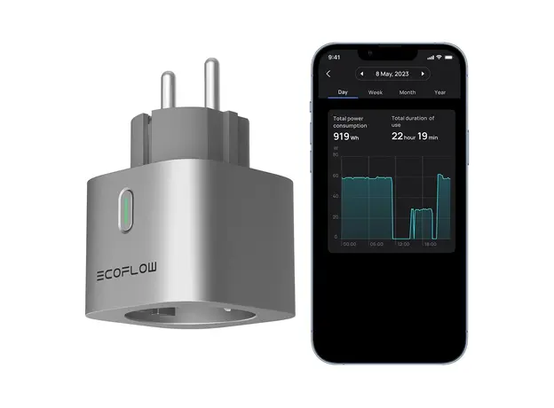 Smart Plug EcoFlow Smart Plug EU, Wi-Fi + Bluetooth, Matter, 10A, Energy Monitoring, 2 image