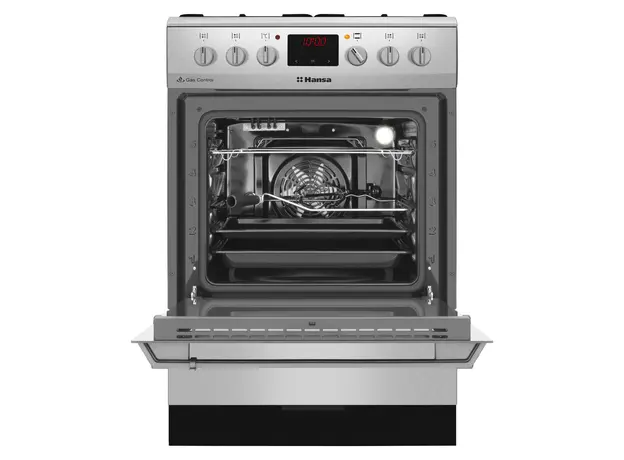 Cooker Hansa FCMX68209, 3 Gas + 1 Electric, Electric Oven 62 L, 60x60x85 cm, Stainless Steel, 3 image