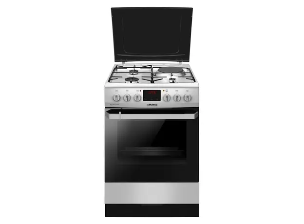 Cooker Hansa FCMX68209, 3 Gas + 1 Electric, Electric Oven 62 L, 60x60x85 cm, Stainless Steel