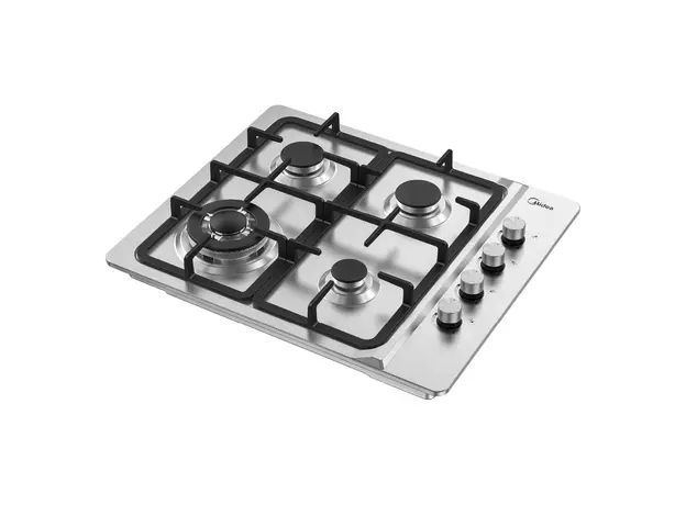 Gas Hob Midea MG613TX, Built-in, 4 Burners, WOK, 59 cm, Stainless Steel, 3 image