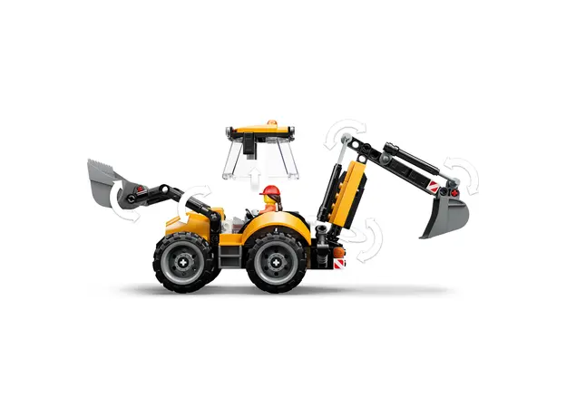 LEGO City 60480 Yellow Backhoe Loader, Toy Backhoe Loader, 301 Pieces, 7+, 4 image