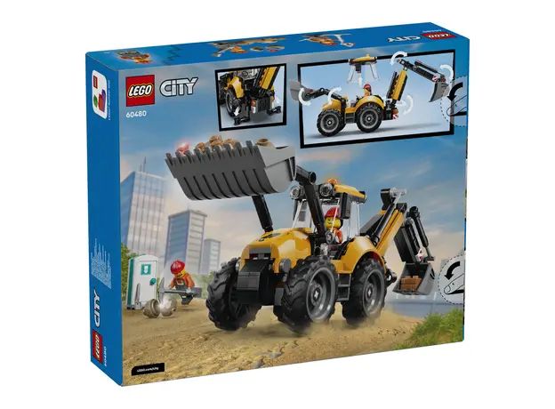 LEGO City 60480 Yellow Backhoe Loader, Toy Backhoe Loader, 301 Pieces, 7+, 7 image