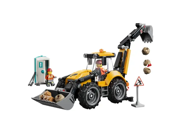 LEGO City 60480 Yellow Backhoe Loader, Toy Backhoe Loader, 301 Pieces, 7+