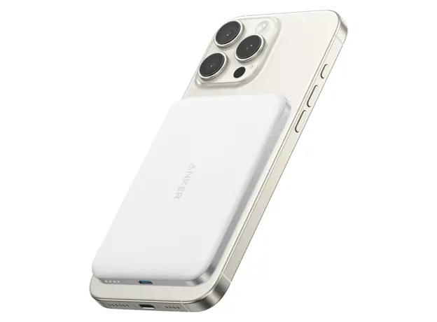 Power Bank Anker Nano Power Bank A1665H21 (5K, MagGo, Slim), 5000mAh, Qi2 15W, USB-C 20W, White, 3 image