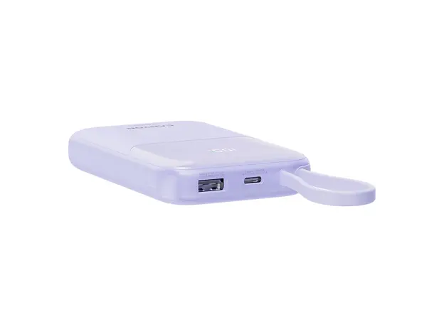 Power Bank CANYON OnPower 101 CNS-CPB101PU, 10000mAh, PD 22.5W, Built-in USB-C Cable, Purple, 5 image