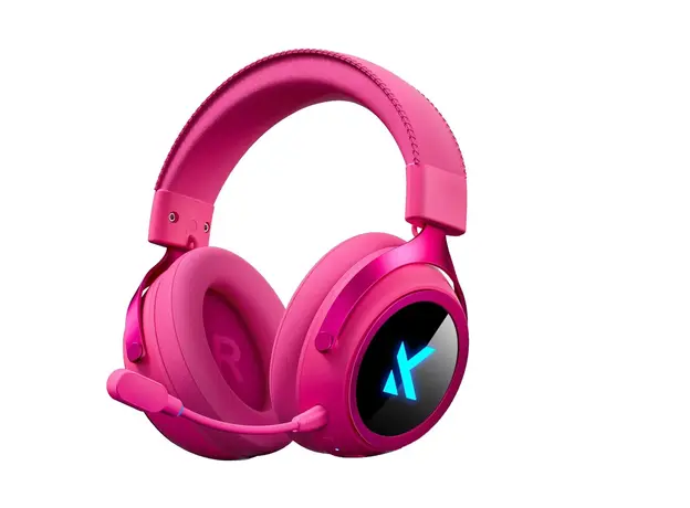 Headset MCHOSE X9 Wireless Gaming Headset, 2.4GHz/BT 5.3/Type-C/Wired, 53mm, 7.1, RGB, 2000mAh, Rose Red