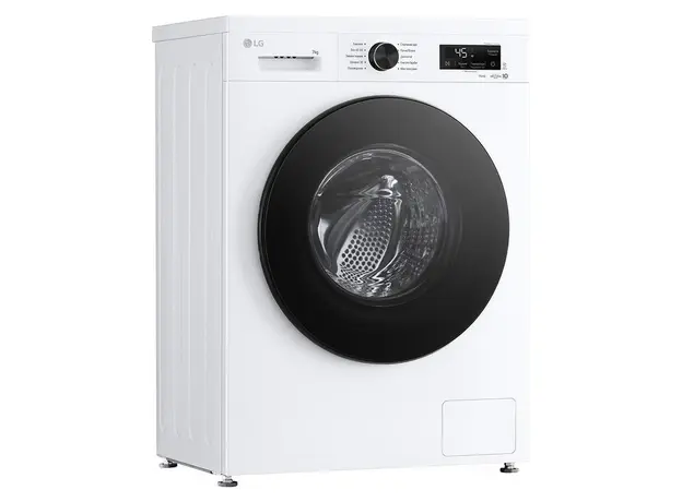 Washing Machine LG F2Y2HYP65.AGWQME3, 7 kg, 1200 rpm, Inverter Direct Drive, LG ThinQ Wi-Fi, White, Black Door, 2 image
