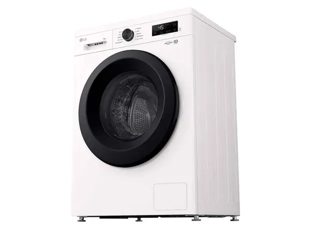 Washing Machine LG F2Y2HYP65.AGWQME3, 7 kg, 1200 rpm, Inverter Direct Drive, LG ThinQ Wi-Fi, White, Black Door, 3 image
