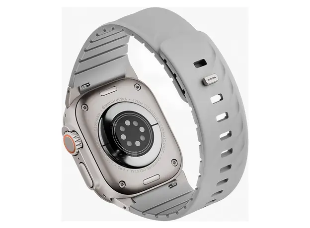 Smart Watch Strap Uniq Fluo Dual-Secure Apple Watch 49/46/45/44/42/41/40mm, Silicone, Mist Grey, 3 image