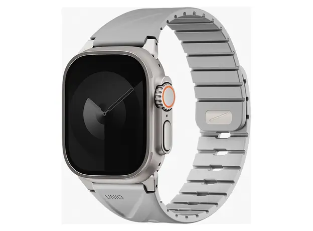 Smart Watch Strap Uniq Fluo Dual-Secure Apple Watch 49/46/45/44/42/41/40mm, Silicone, Mist Grey