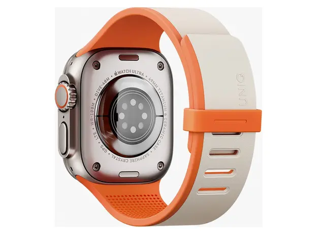 Smart Watch Strap Uniq Revix IV Reversible Magnetic Apple Watch 49/46/45/44mm, Silicone, Clay/Volt Orange, 2 image