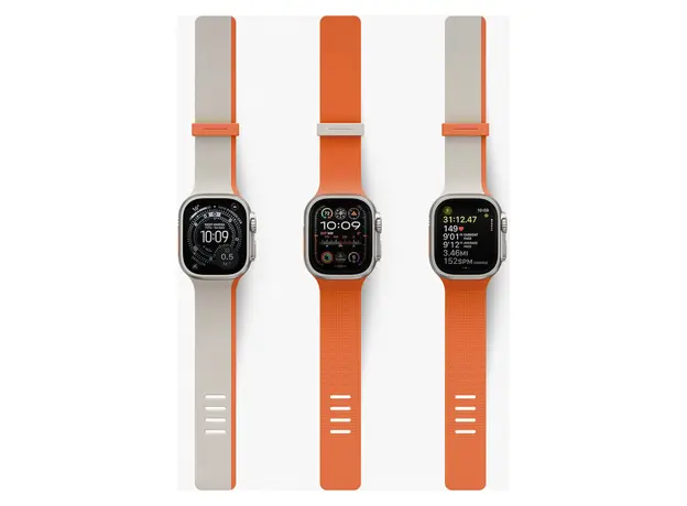 Smart Watch Strap Uniq Revix IV Reversible Magnetic Apple Watch 49/46/45/44mm, Silicone, Clay/Volt Orange, 3 image