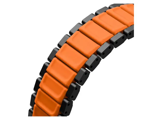 Smart Watch Band Uniq Strova Flex Apple Watch 49/46/45/44MM, Stainless Steel, Midnight Black/Volt Orange, 3 image